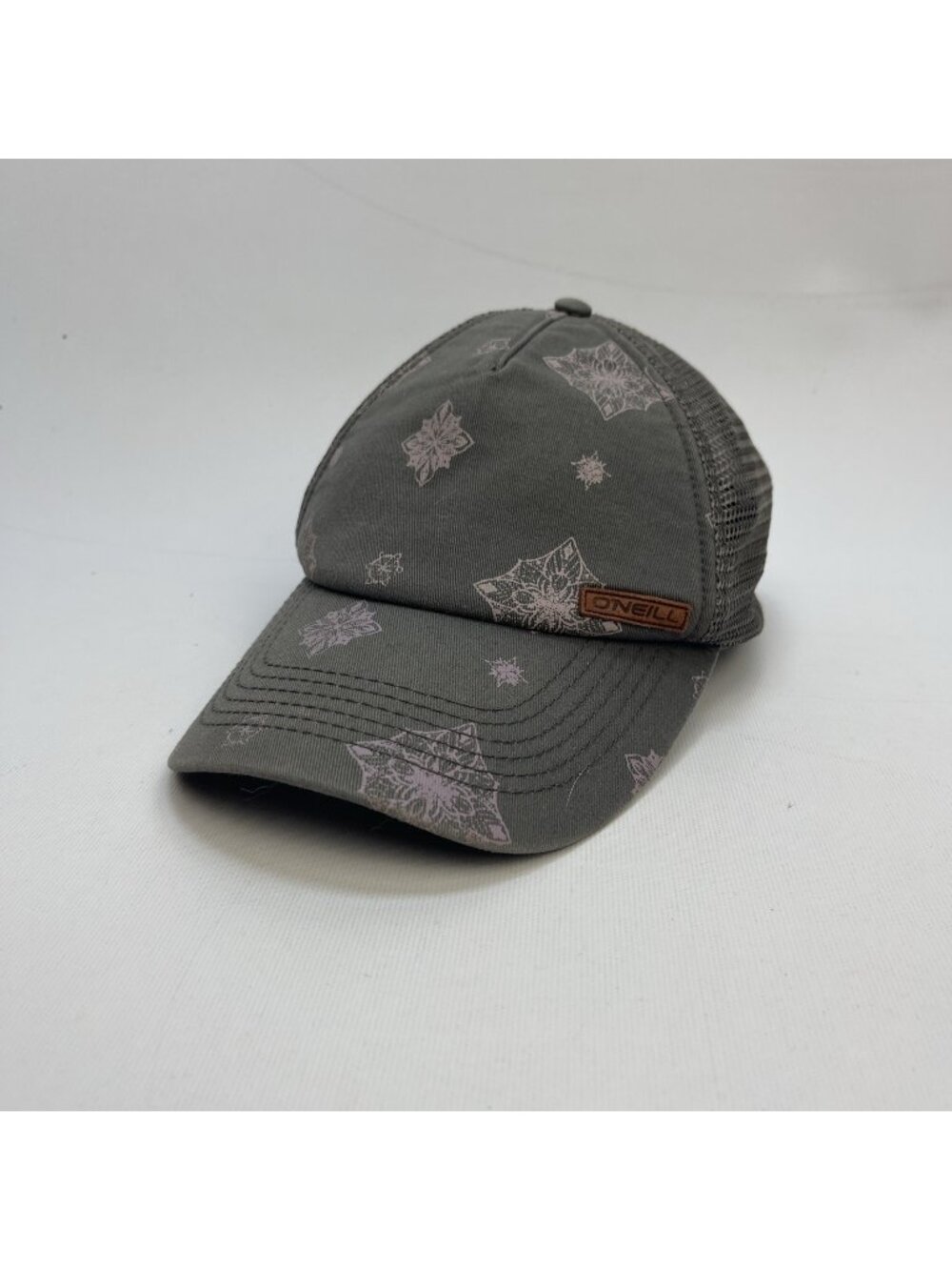 O'Neill Women's Gray / Pink Mesh Trucker Hat Floral Adjustable Boho Surfer